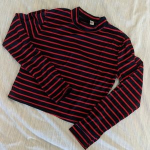 Striped cropped long sleeve shirt